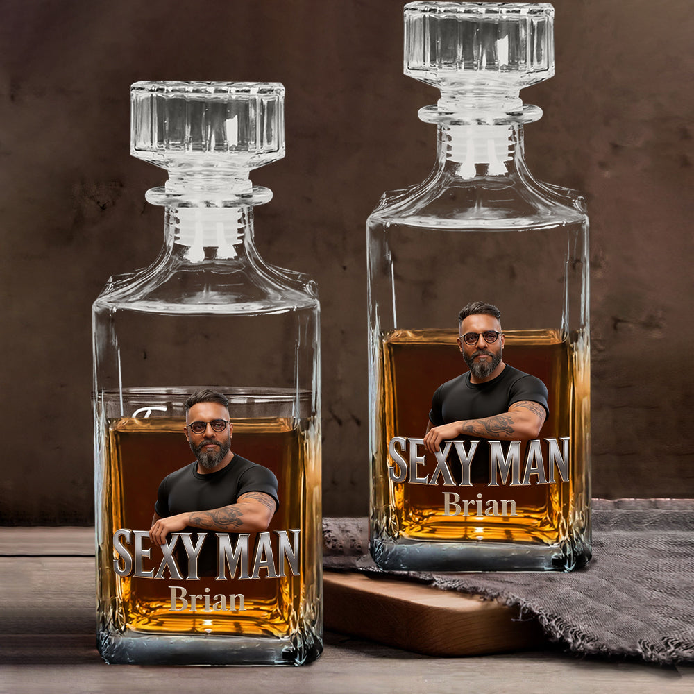 Custom From Photo - Personalized Father Whiskey Decanter Set