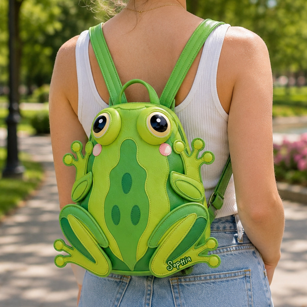 For Who Love Frogs - Personalized Frog Changeable Leather Patch Backpack