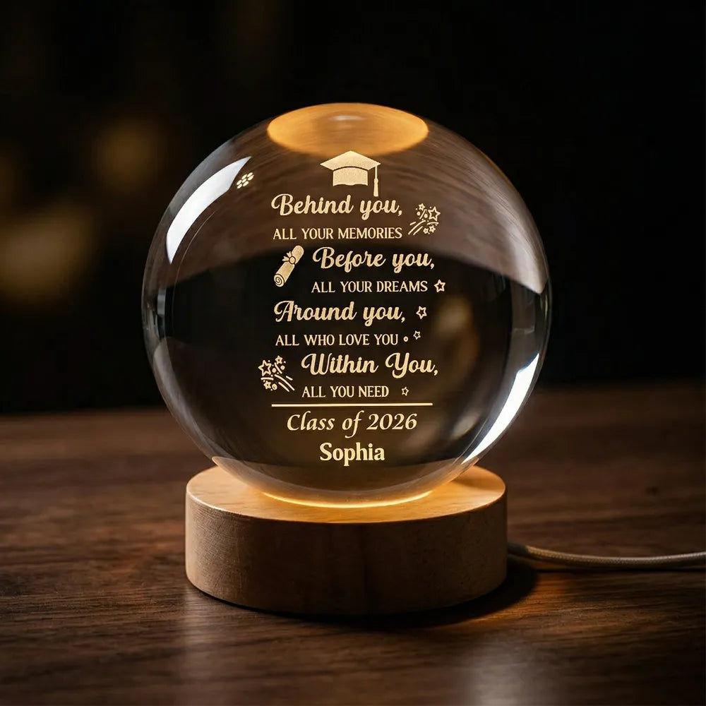 Behind You Before You Quote 1-Color K5 Globe Lamp, Personalized Graduation Night Light, Heartwarming Unique Gift for Son or Daughter