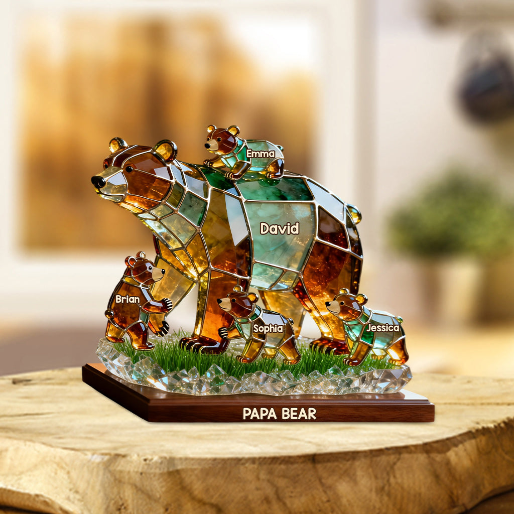 Best Dad/Grandpa Ever Strong Bear - Personalized Father Custom Shaped Acrylic Plaque
