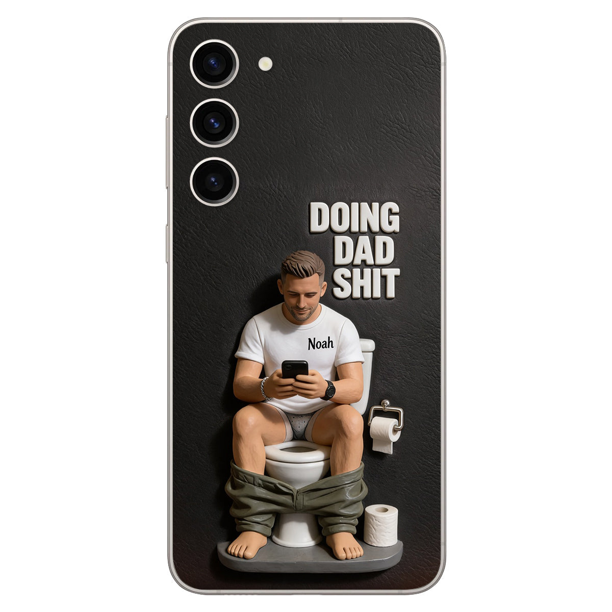Doing Dad Shit - Personalized Father 3D Embossed Leather Phone Case