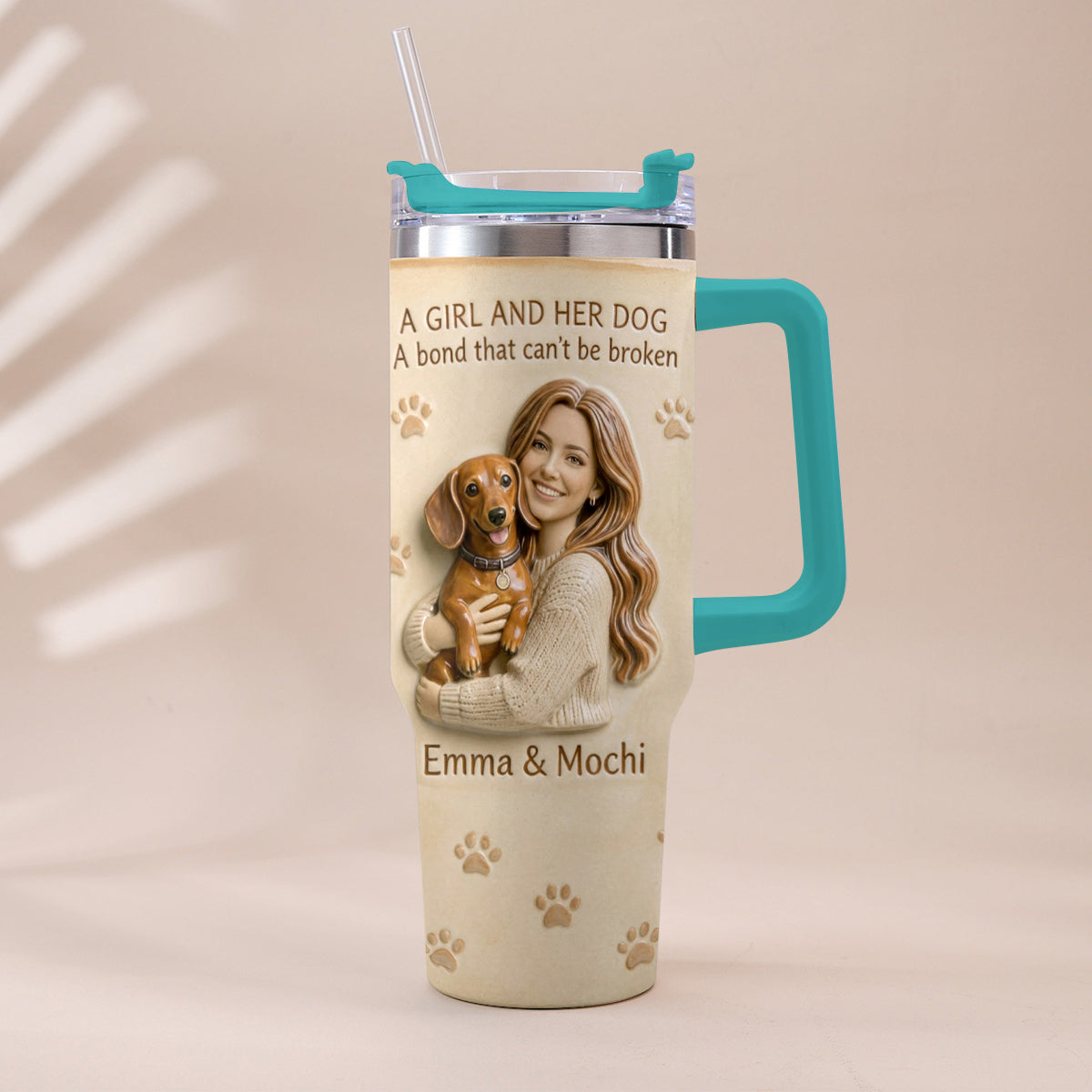 Always By My Side - Personalized Dog Tumbler With Plush Charm