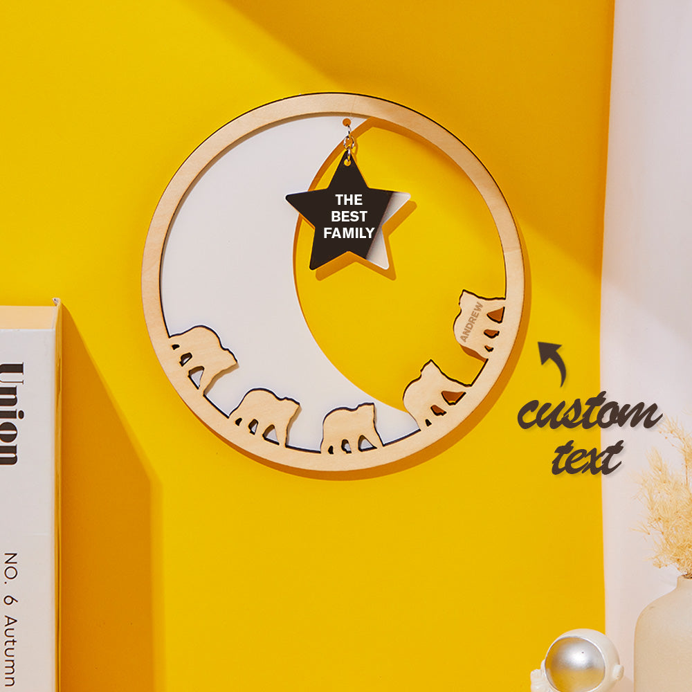 Any Family Name - Personalized Engraved Family Moon And Star Wall Plaque