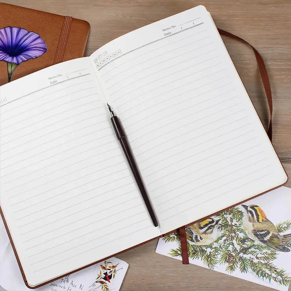 Personalized Leather Journal with Birth Month Flower Art, Custom Name Keepsake Notebook, Unique Gift for Her