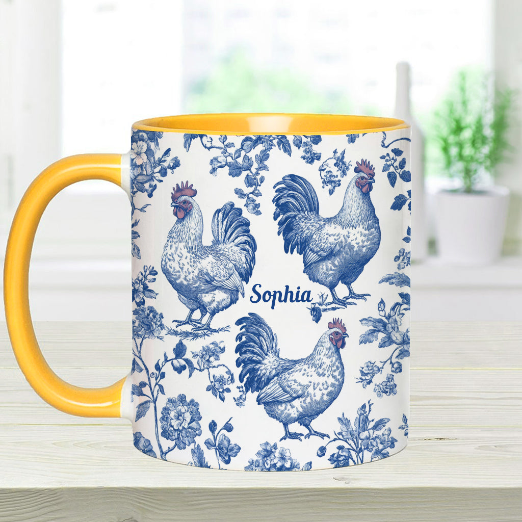 Chicken Toile de Jouy - Personalized Chicken Accent Mug