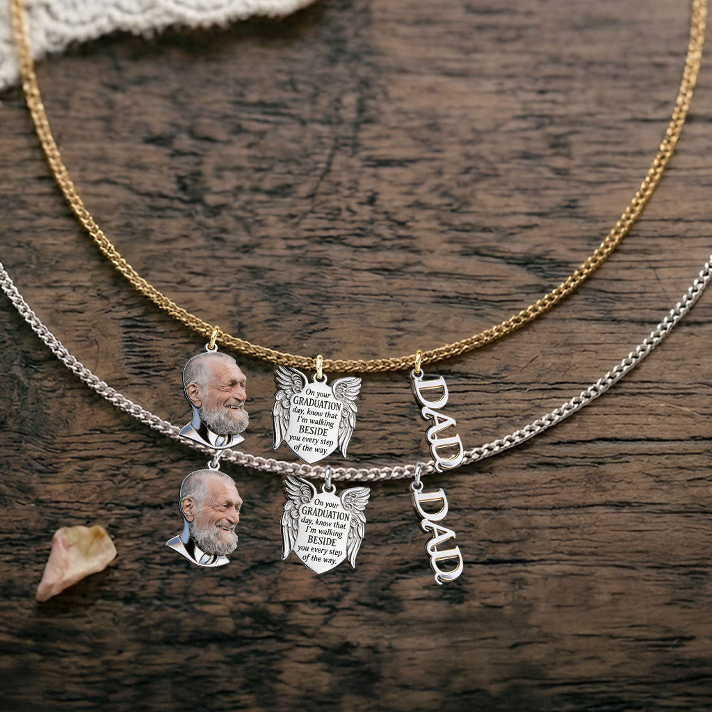 Graduation Walking Beside You Every Step - Personalized Graduation Metal Necklaces With Pendants