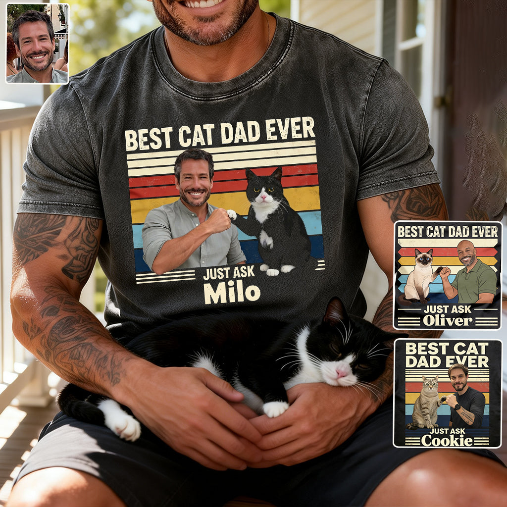 Best Cat Dad Ever - Personalized Cat Wash T-Shirt