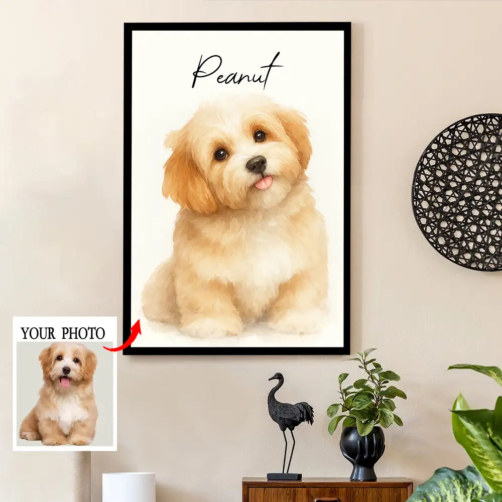 Custom Watercolour Pet Poster – Personalized Dog Portrait