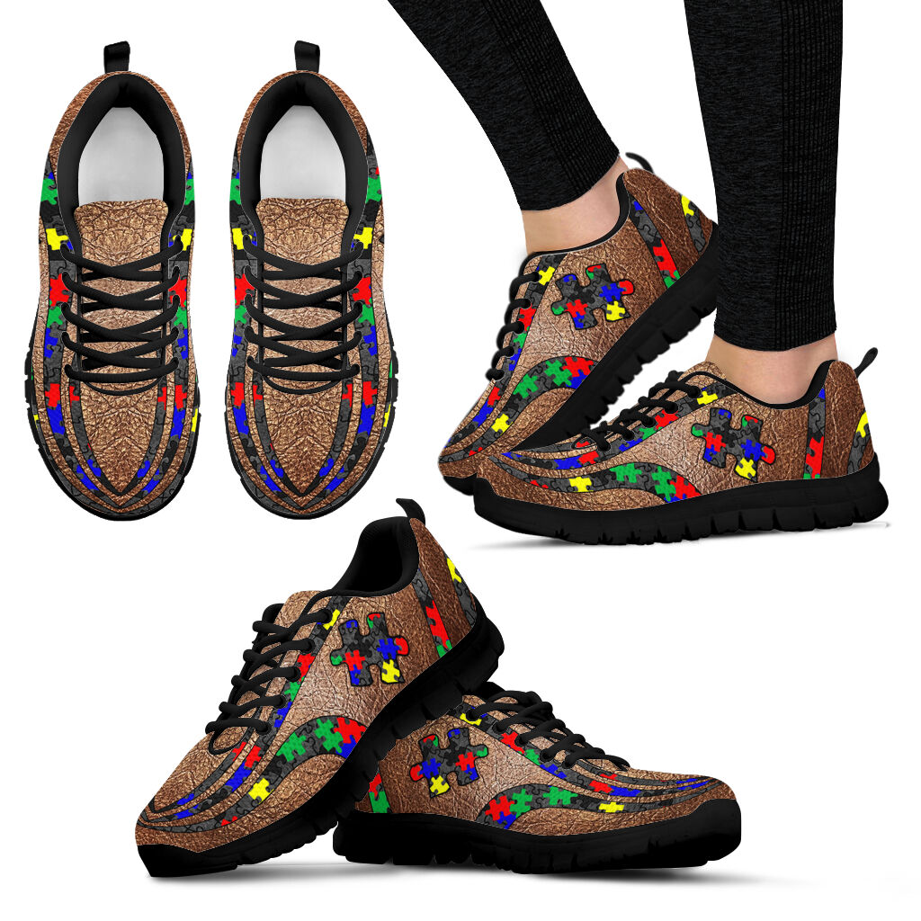 Autism Line Leather Pattern Print Autism Awareness Sneakers 0622
