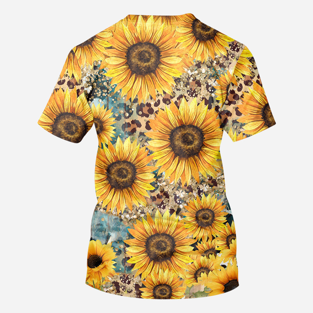 Highland Cow Among Sunflowers - Personalized All Over Shirt