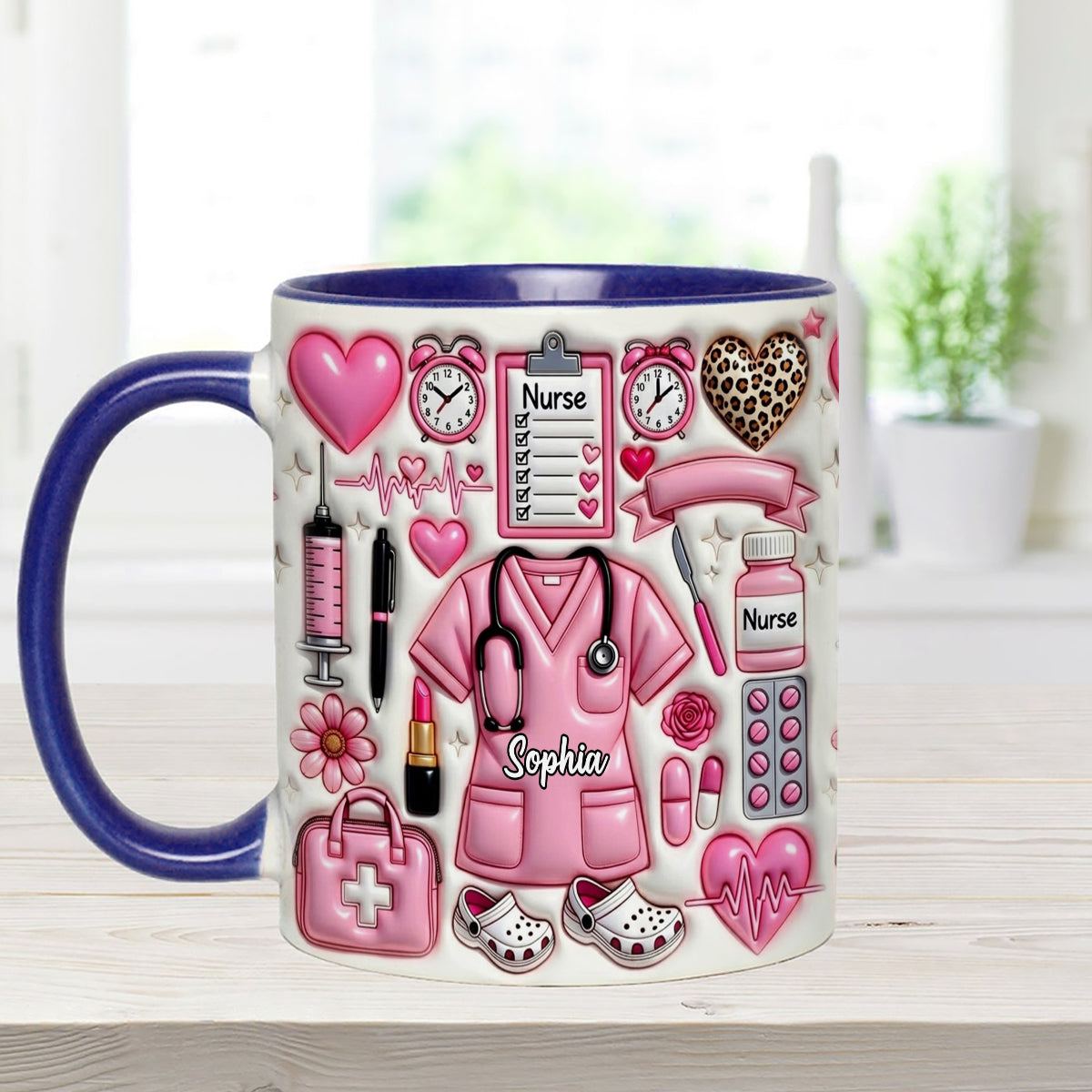 Love Being A Nurse - Personalized Nurse Set Accent Mug with Acrylic Stirrers