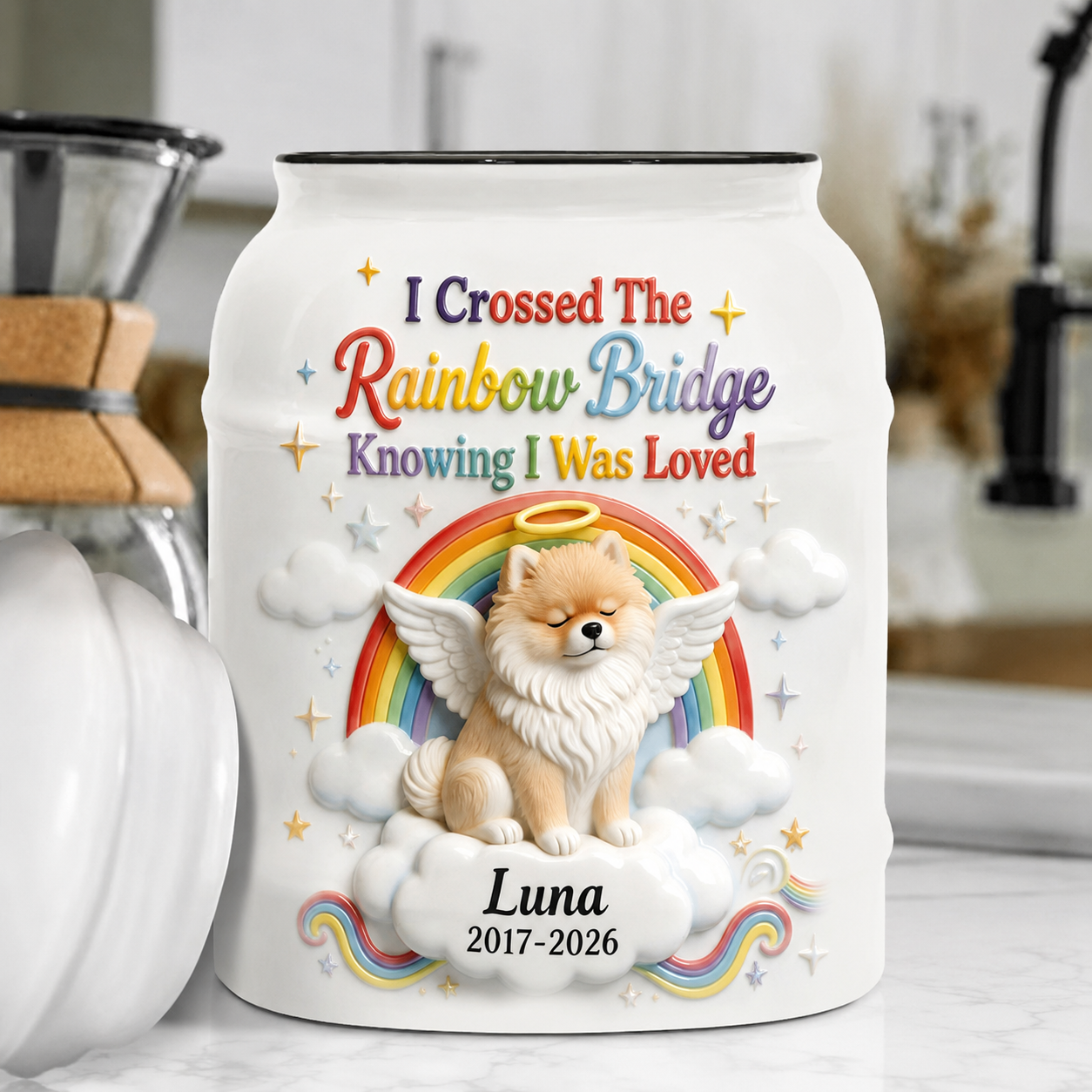 I Crossed The Rainbow Bridge Knowing I Was Loved - Personalized Dog Urn