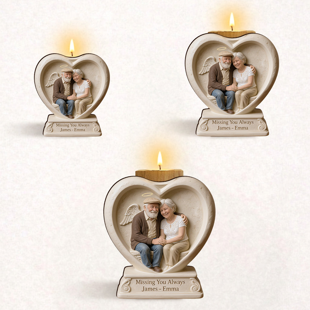 In Loving Memory - Personalized Memorial Custom Shape Wooden Candle Holder