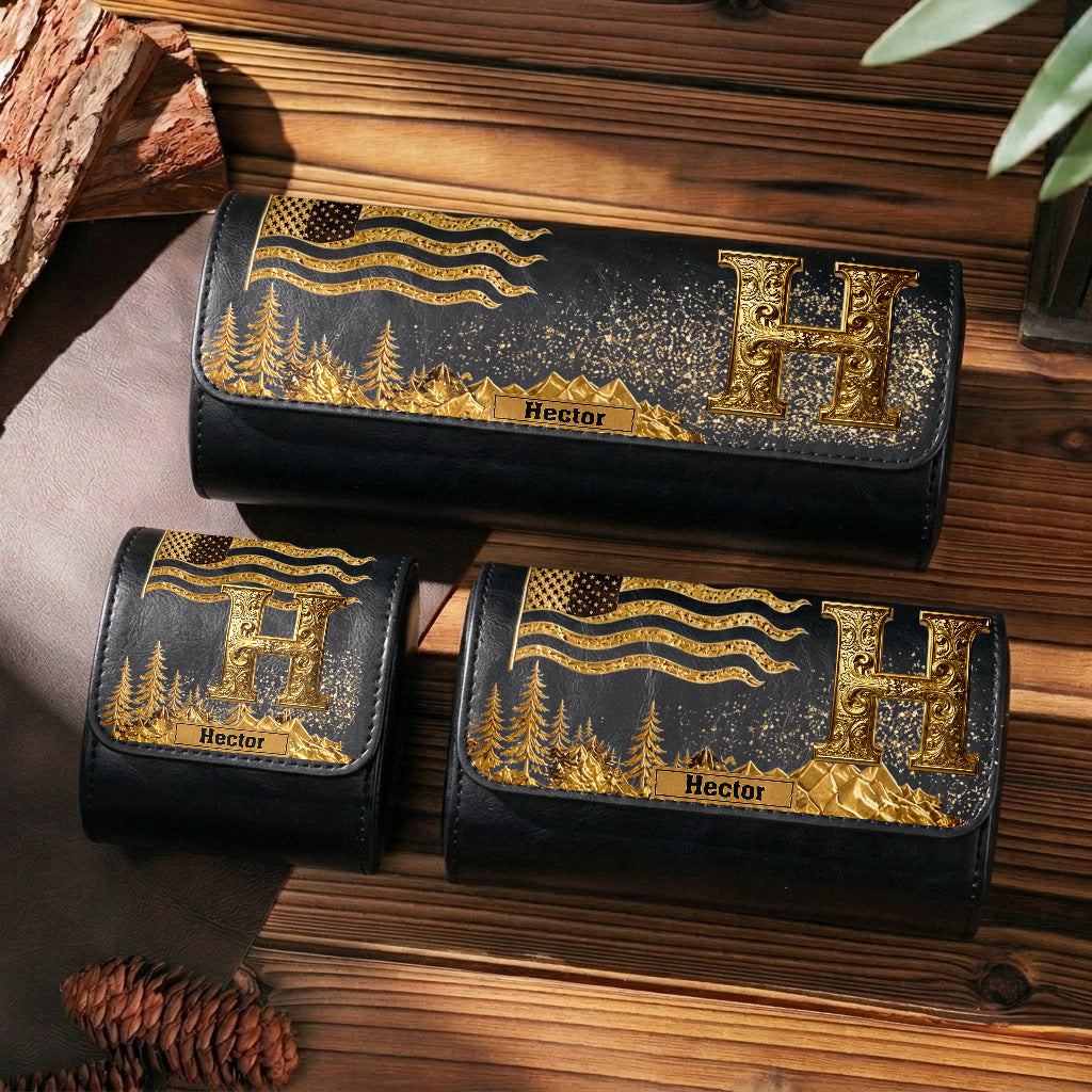 Initial Alphabet - Personalized Luxury Leather Watch Case
