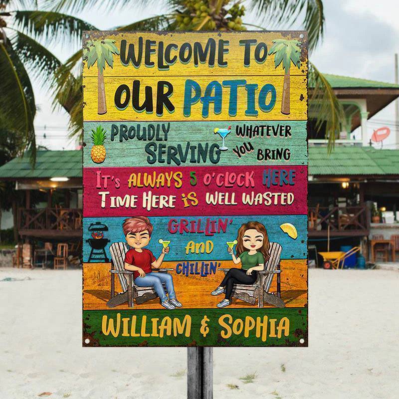Patio Welcome Grilling Proudly Serving Whatever You Bring - Backyard Sign - Personalized Custom Classic Metal Signs(include nails)