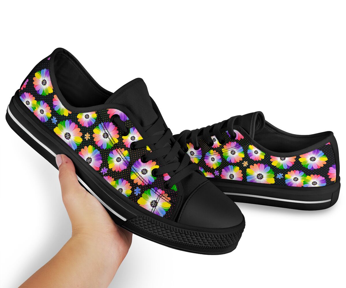 Autism Colorful Daisy Autism Awareness Low Top Shoes 0622