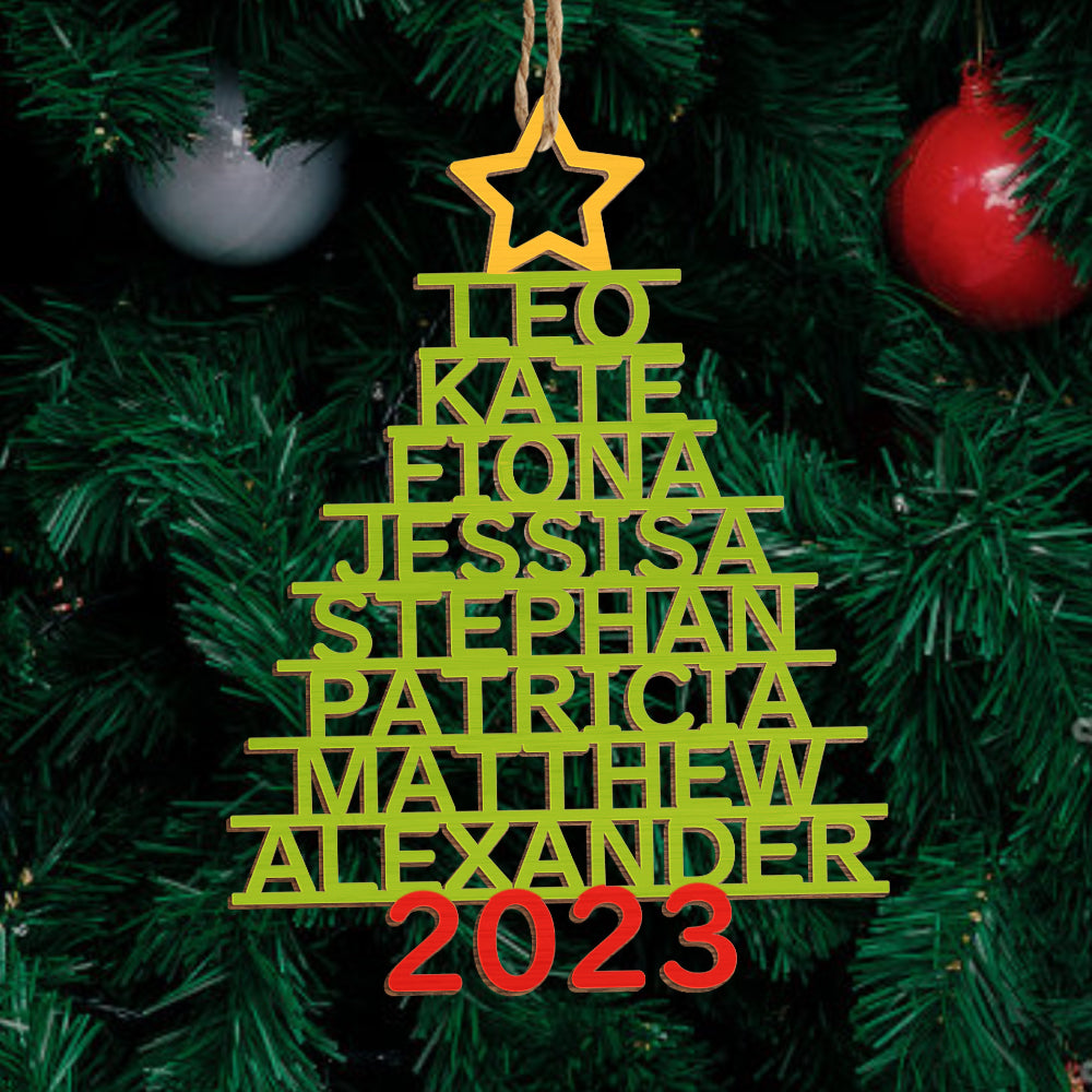 Any Name Christmas Tree - Personalized Family Any Name Christmas Tree Ornament