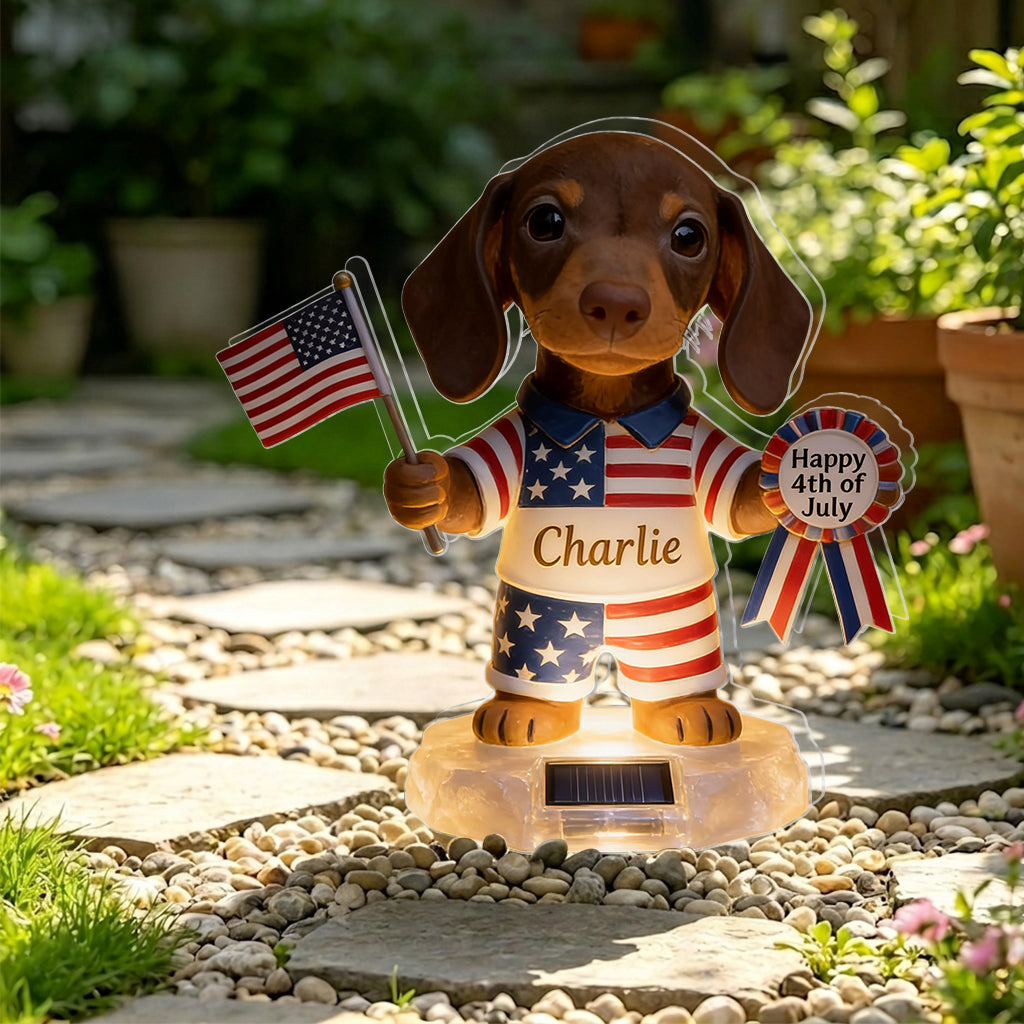 Happy 4th Of July - Personalized Dog Solar Acrylic Light