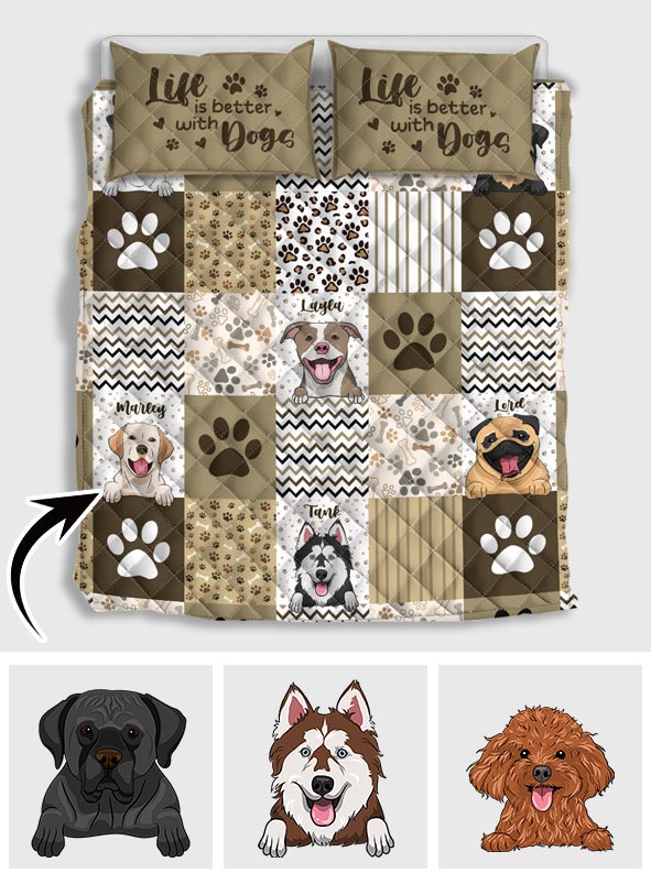 Cute Patterns Personalized Portrait Pets - Gift for dog lovers - Personalized Quilt Set