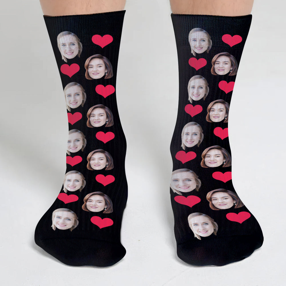 Custom Face Heart Pattern - Personalized Bestie Socks