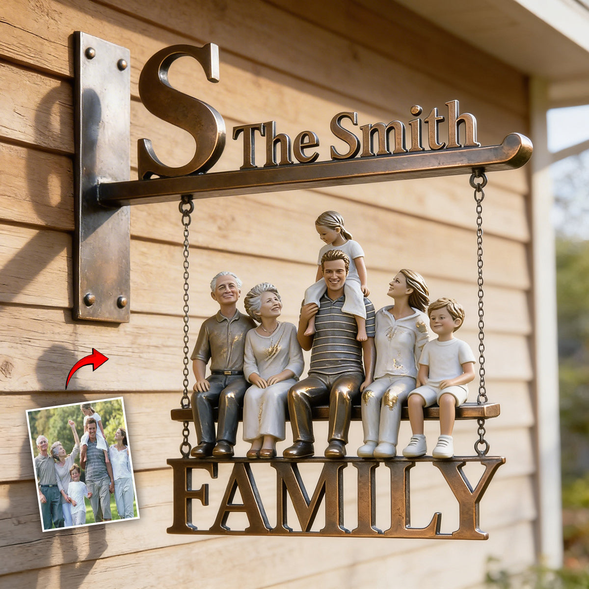 Initial Letter, Custom From Photo - Personalized Family Wooden Wall Mount Sign