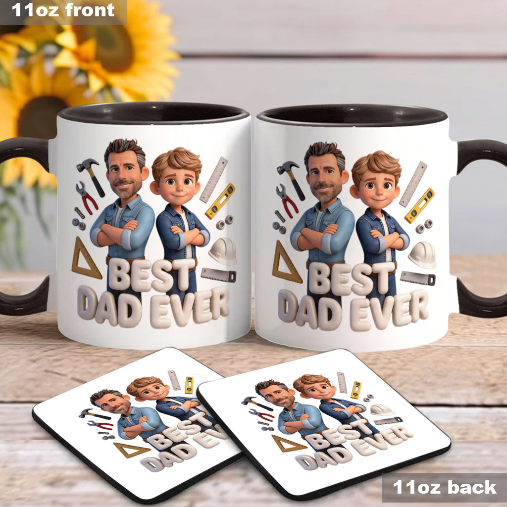 Custom Any Photo - Personalized Father Accent Mug & Coaster