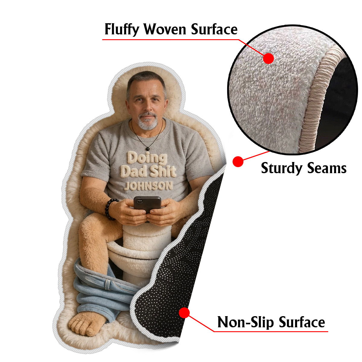 Custom Any Photo Doing Dad Shit - Personalized Father Non-Slip Tufted Rug