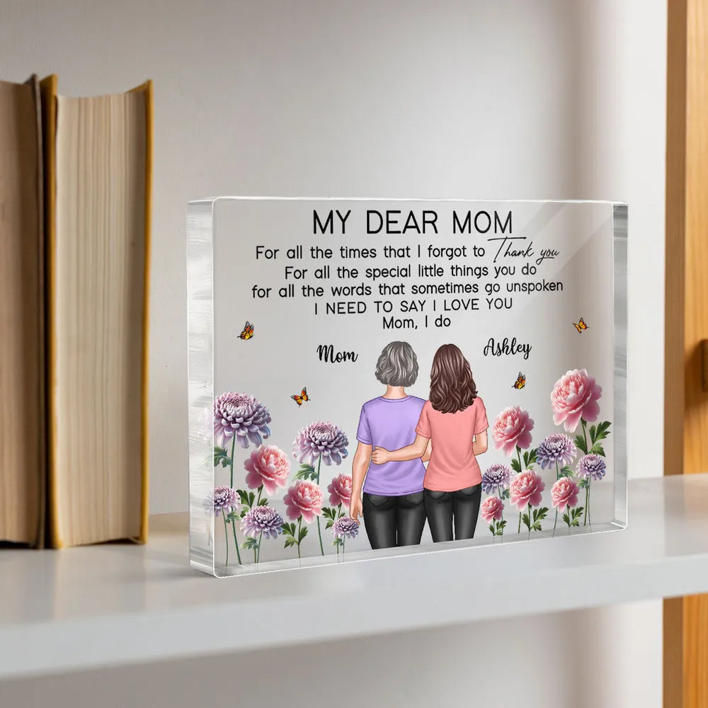 Mother-Daughter Acrylic Plaque with Flower Field Design