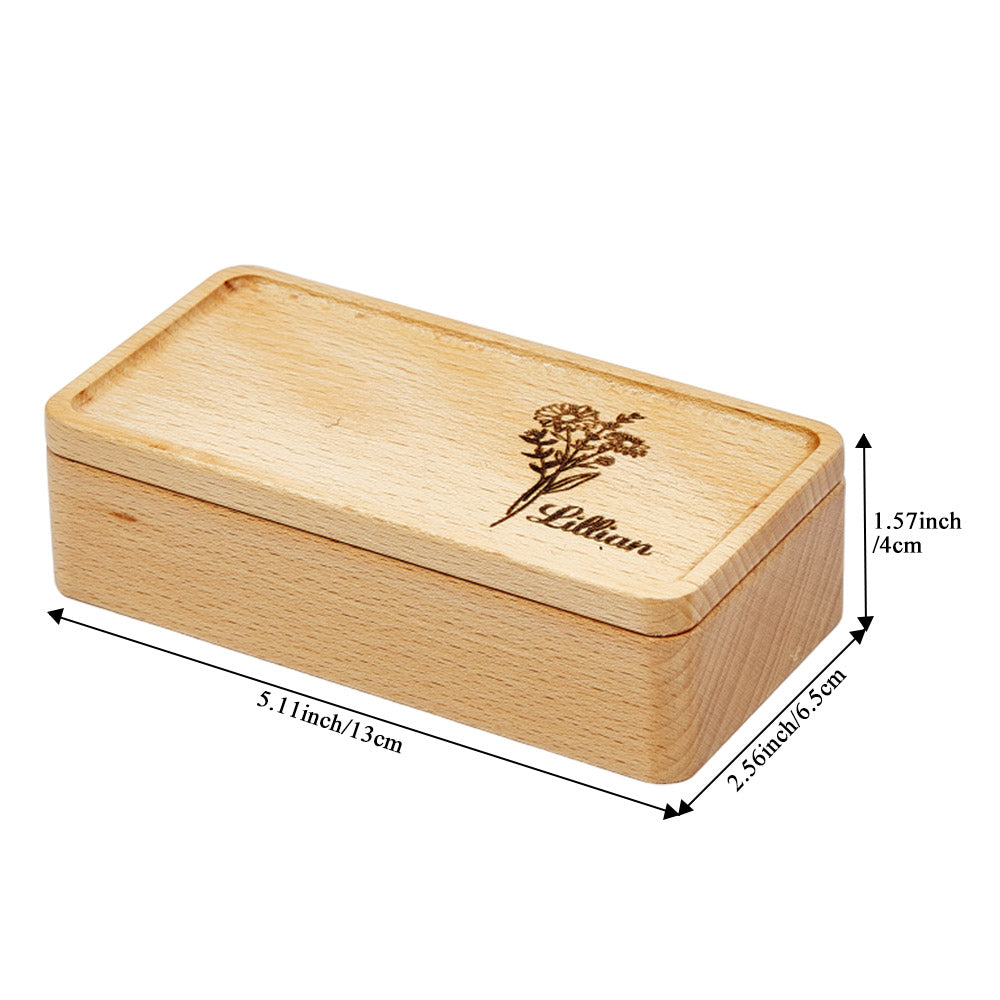 Any Name, Birth Flower - Gift for mom - Personalized Birth Flower Jewellery Box