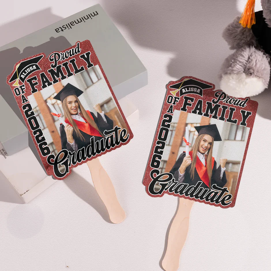 Personalized Graduation Photo Foam Board Fan, Proud Family Keepsake, Unique Gift for Grad Celebration