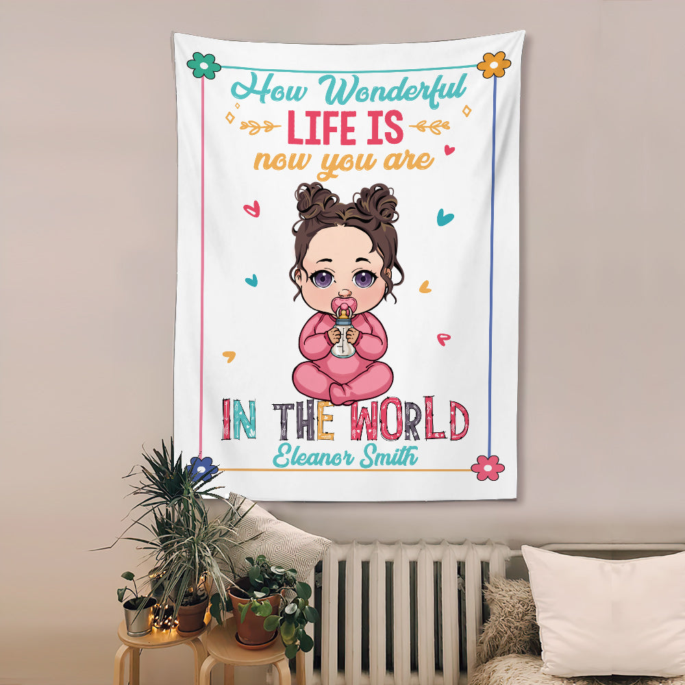 Baby Name Tapestry - Gift for Newborn - Personalized Wall Tapestry