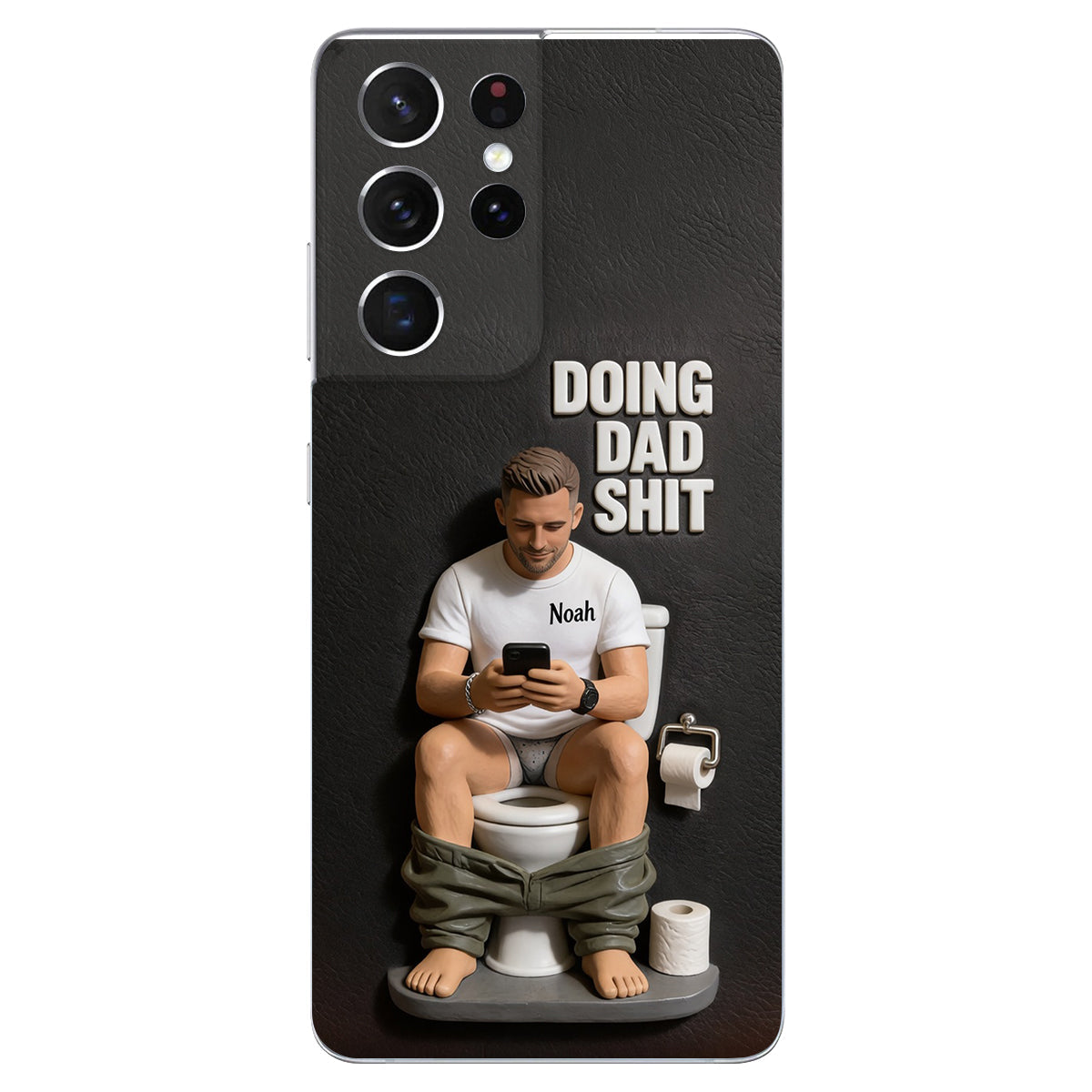 Doing Dad Shit - Personalized Father 3D Embossed Leather Phone Case