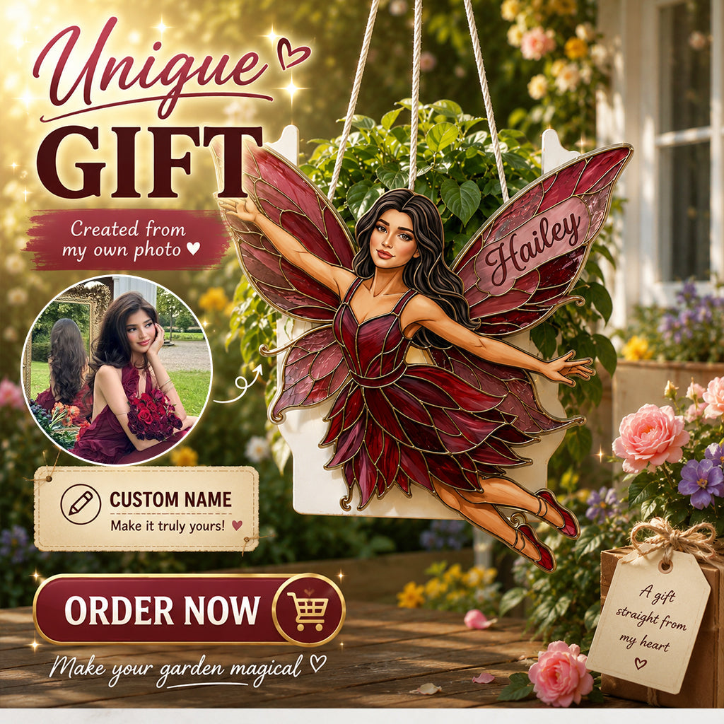 Custom Any Photo Garden Fairy - Personalized Gardening Hanging Pot