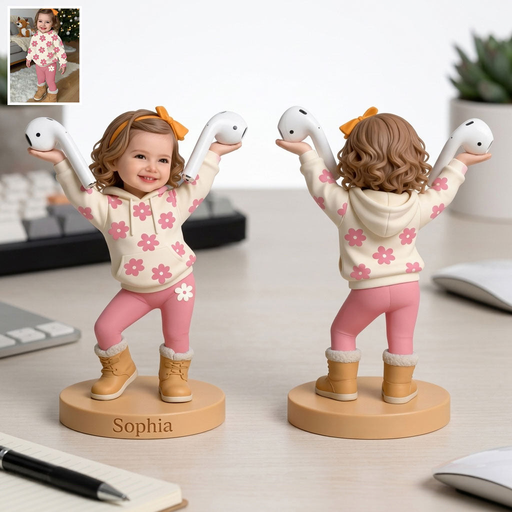 Cute Pen/ Bluetooth Earphone Holder Desk Accessories for Parents - Personalized Kid Premium 3D Figurine