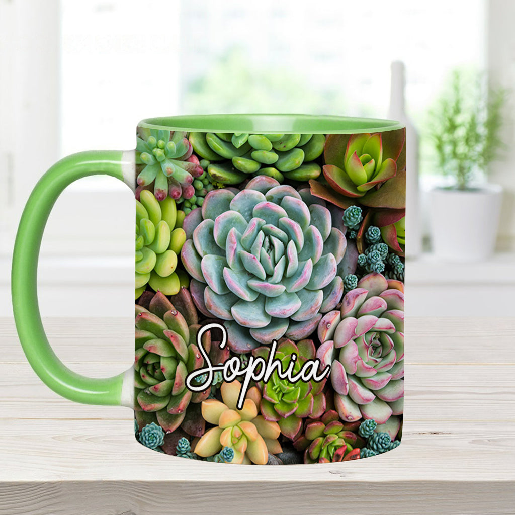Beautiful Cactus Succulents Plants - Personalized Cactus Accent Mug