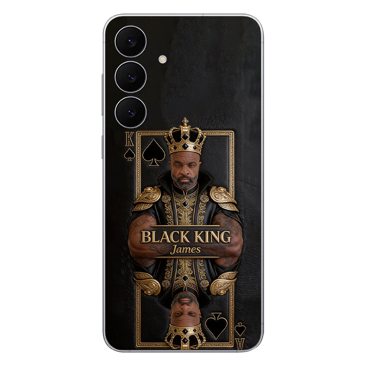 Black King - Personalized African American 3D Embossed Leather Phone Case