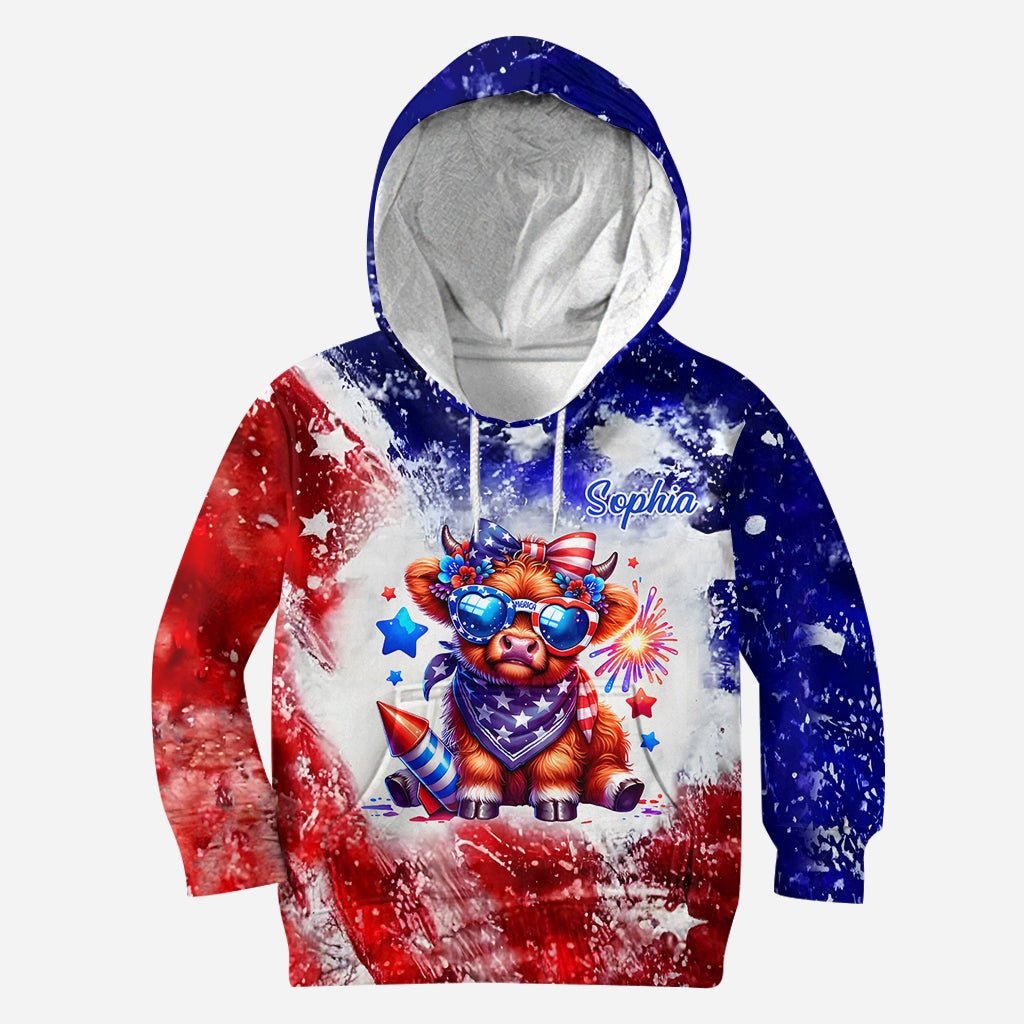 July 4th Highland Cow - Personalized Highland Cow All Over Shirt