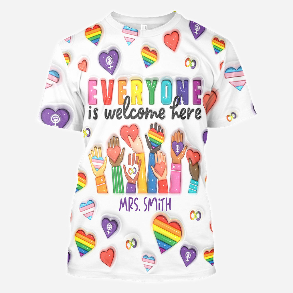 Everyone Is Welcome Here - Personalized Teacher All Over Shirt