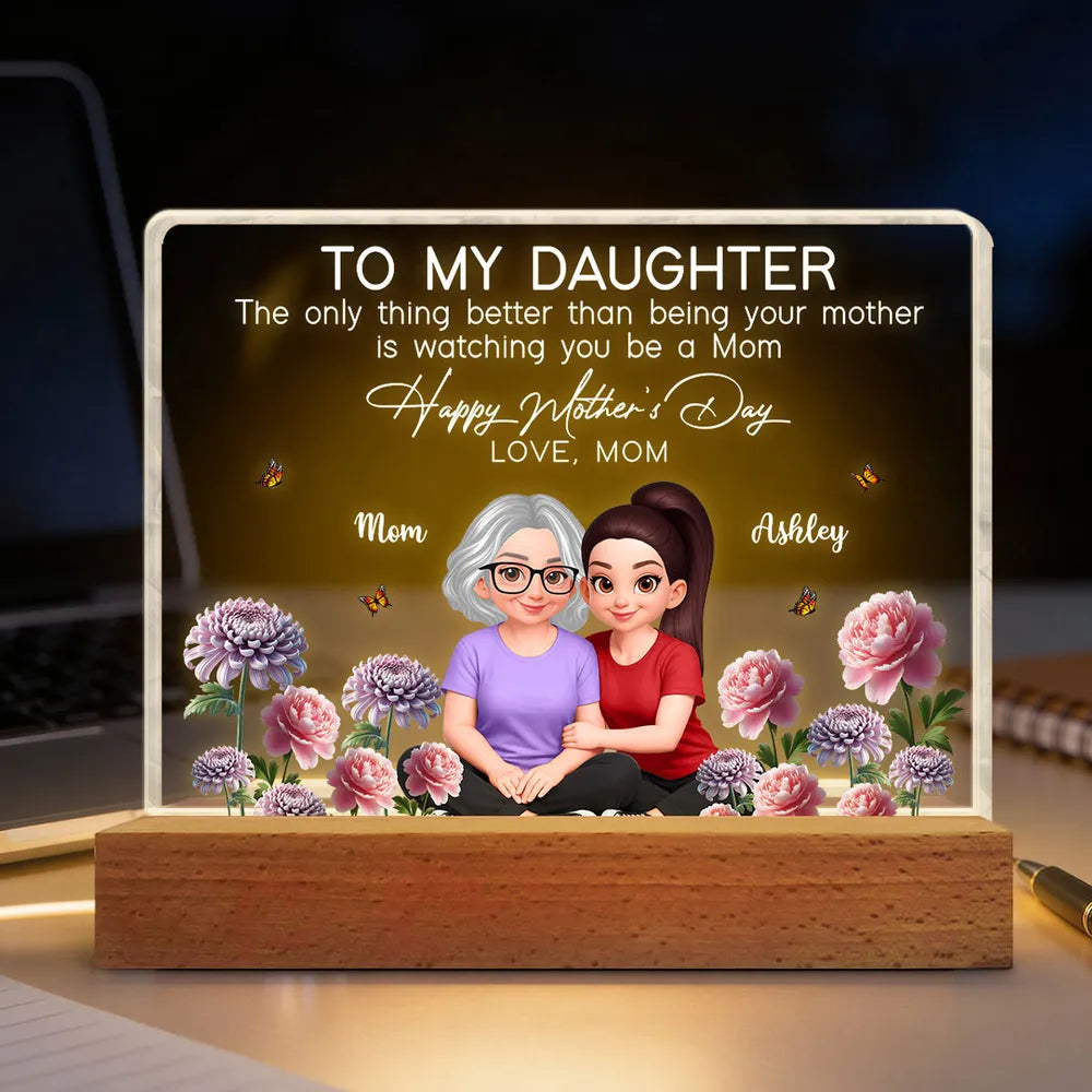 Personalized Block LED Light Plaque, To My Daughter Mother's Day Message, Cozy Bedside Decor, Unique Gift From Mom