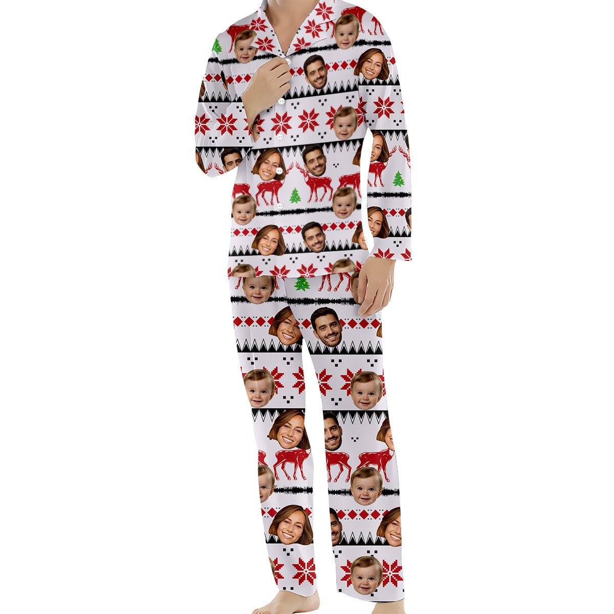 Custom Photo Pajamas Christmas - Family gift for anyone, dog lover, cat lover - Personalized Button Down Pajamas