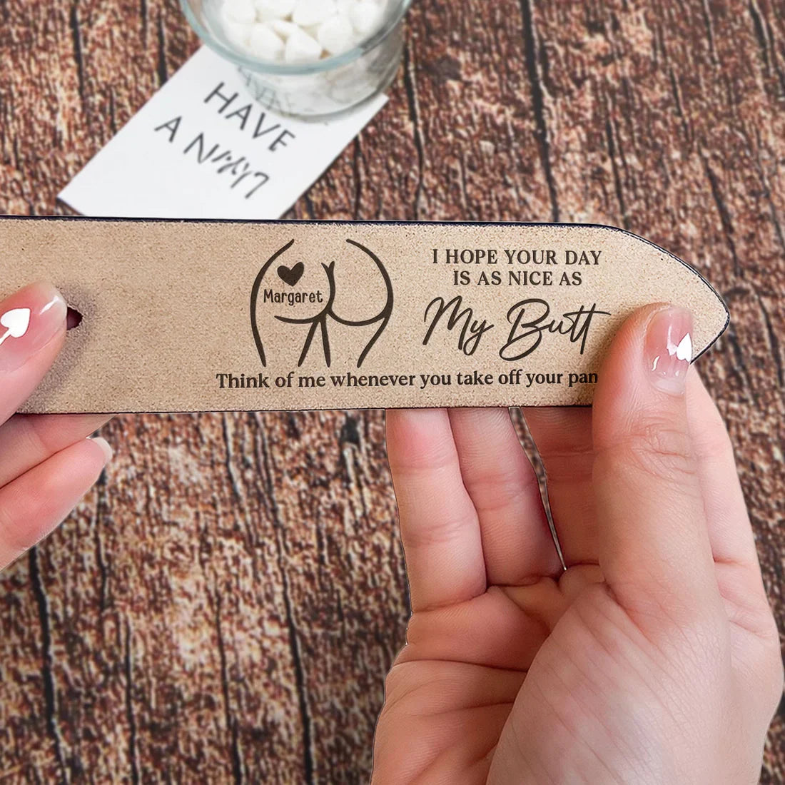 Funny Romantic Personalized Leather Belt, Engraved Secret Note Style, Sleek Buckle Look, Creative Couple Gift