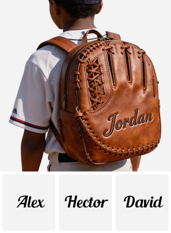 Leather Baseball Glove - Personalized Baseball Changeable Leather Patch Backpack