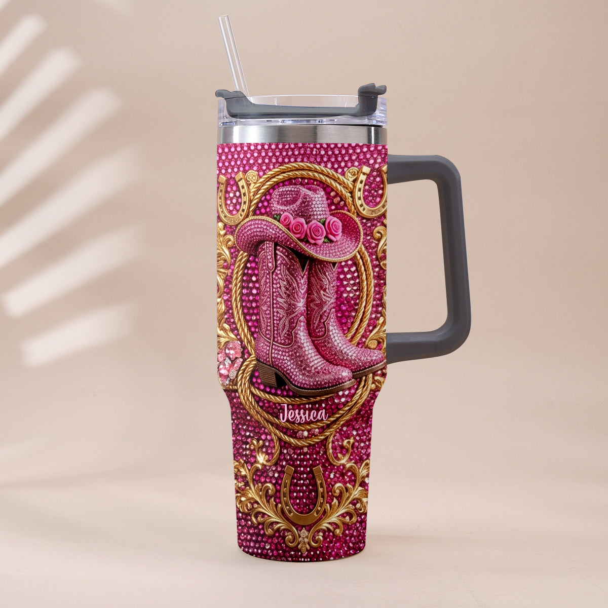 Cowgirl Boots - Personalized Cowgirl Tumbler With Plush Charm