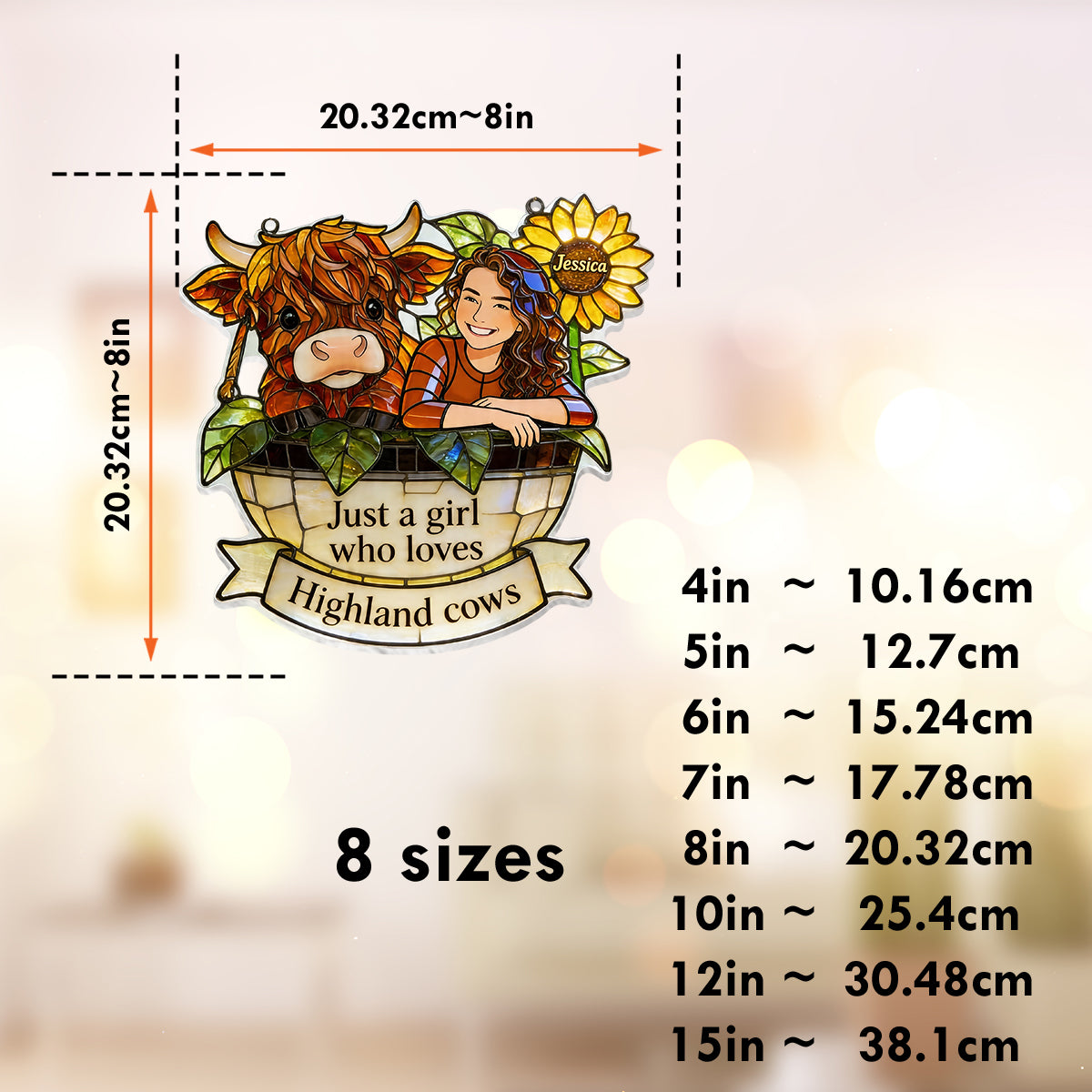 Custom Any Photo - Personalized Highland Cow Window Hanging Suncatcher Ornament