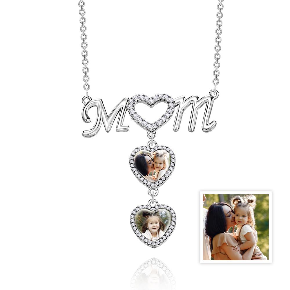 I Love You Mom - Personalized Mother Photo Heart Mom Necklace