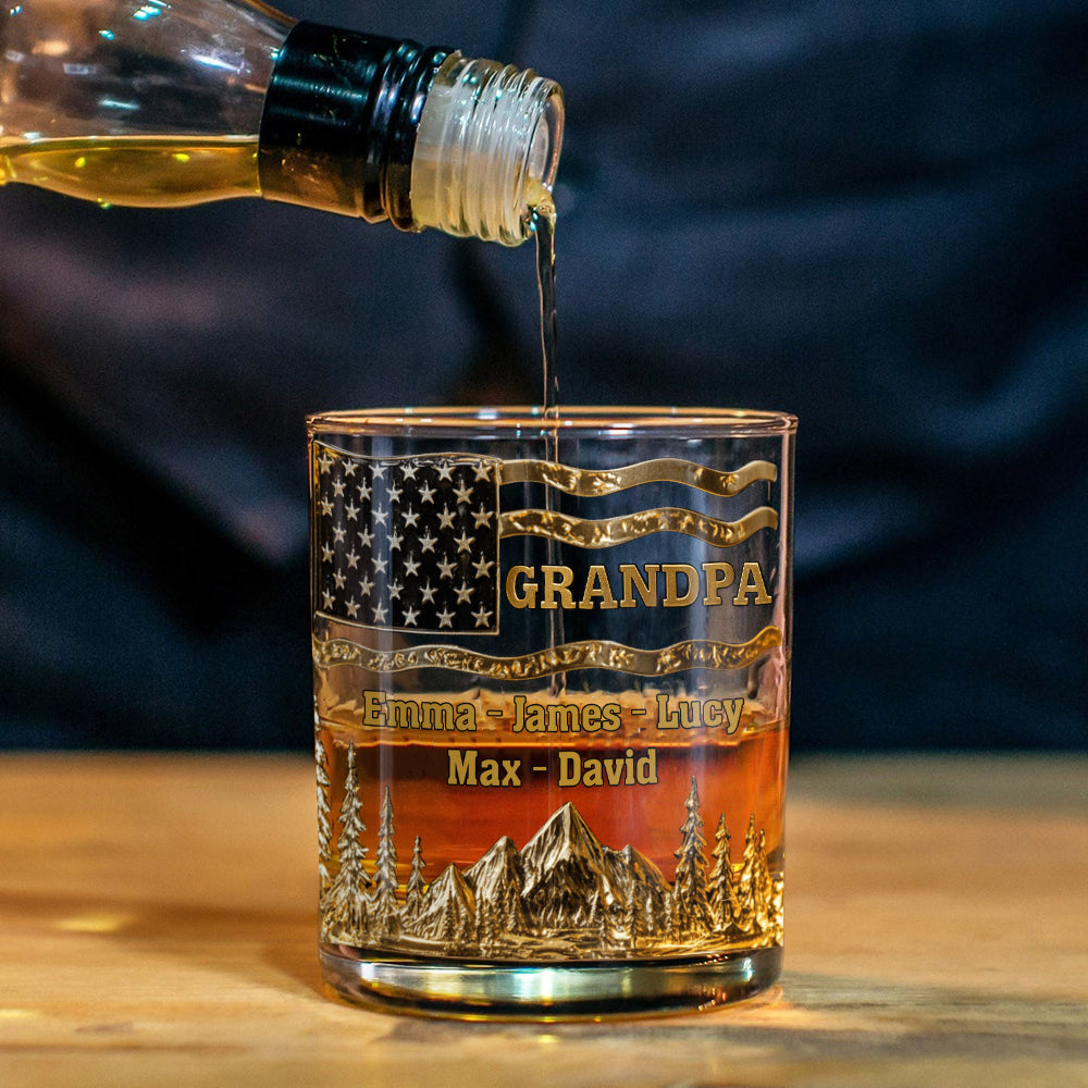Cool Grandpas Drink Whiskey - Personalized Grandpa Whiskey Glass