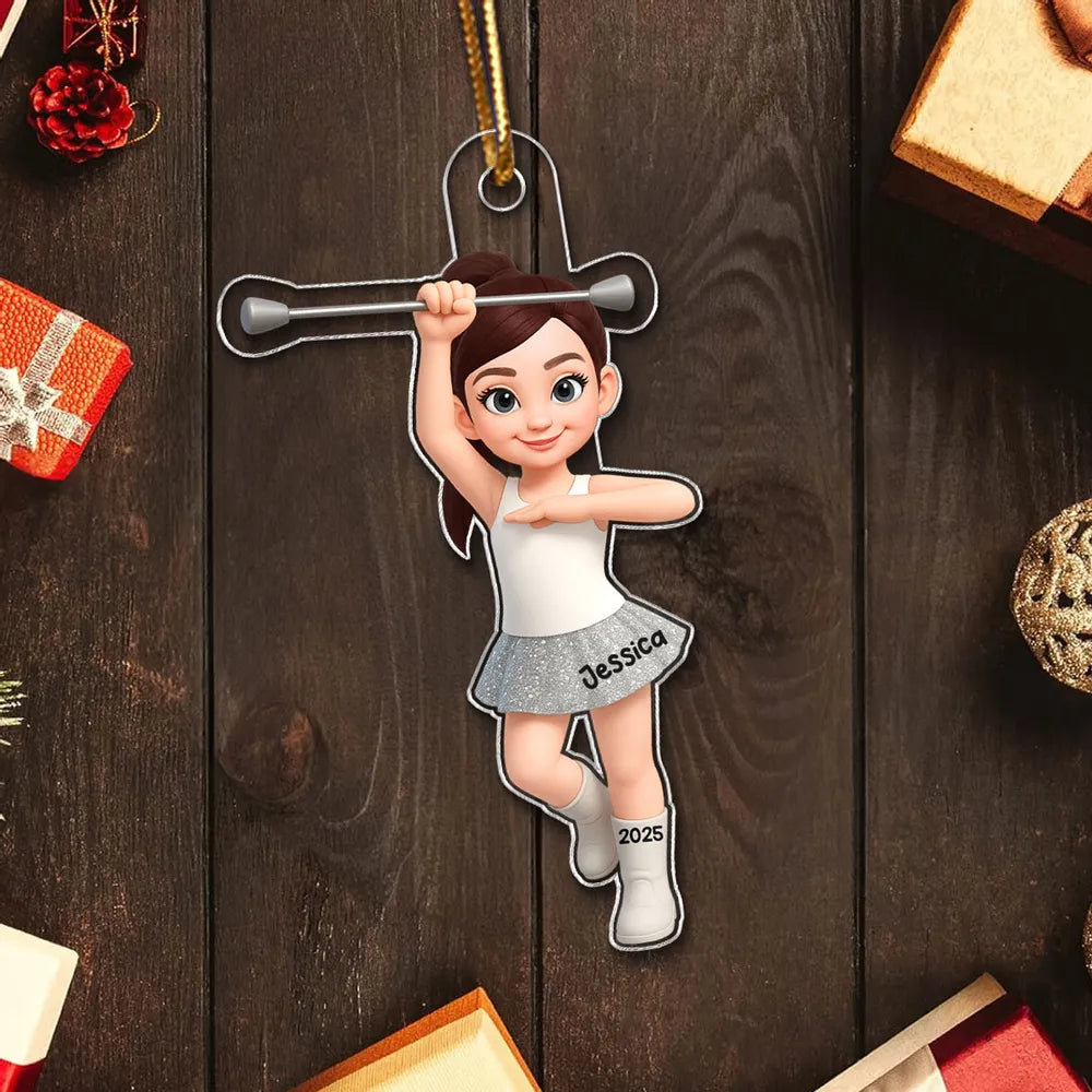 Personalized Acrylic Ornament for Majorette & Color Guard Girls, Cute Band Uniform Design, Festive Decor & Unique Christmas Gift