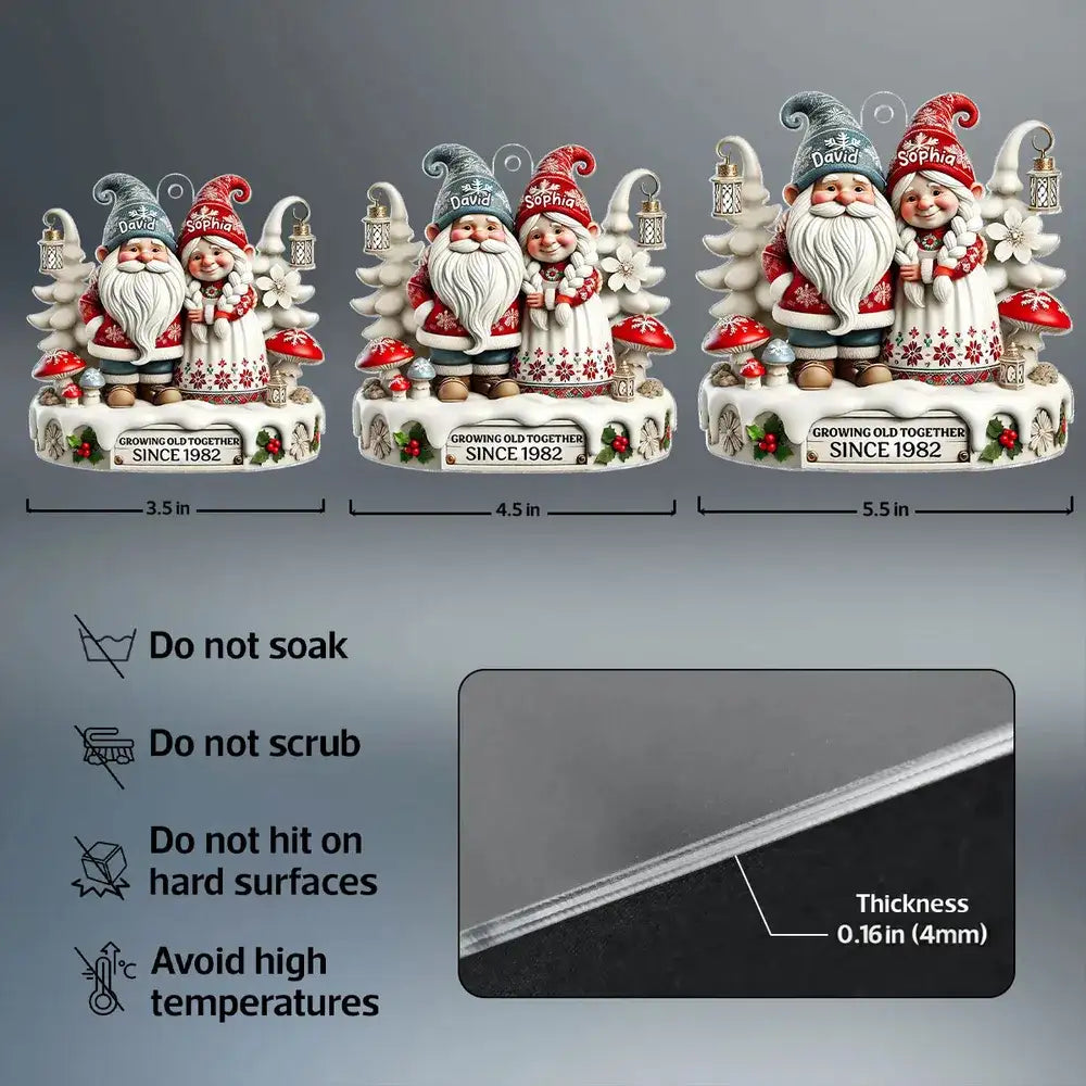 Personalized Christmas Ornament with Elderly Couple, Holiday Gift
