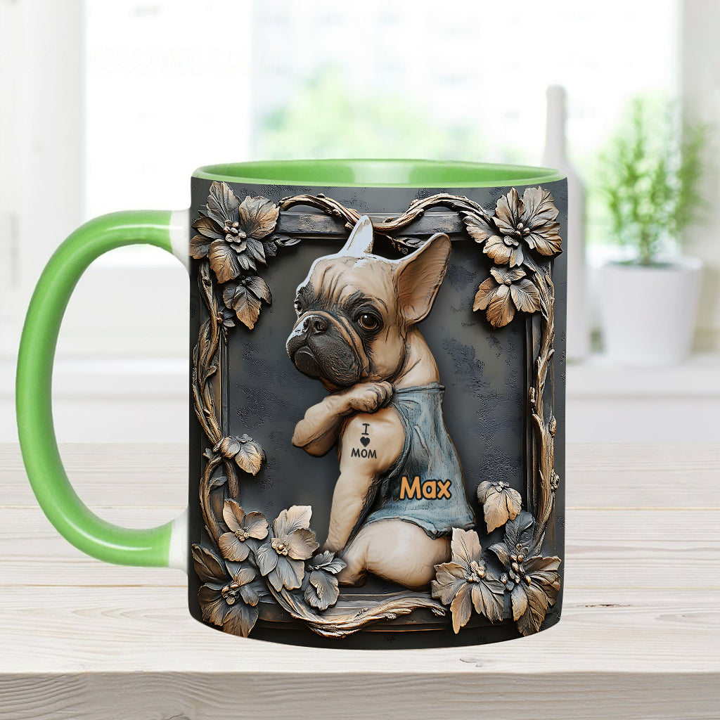 I love Mom - Personalized Dog Accent Mug