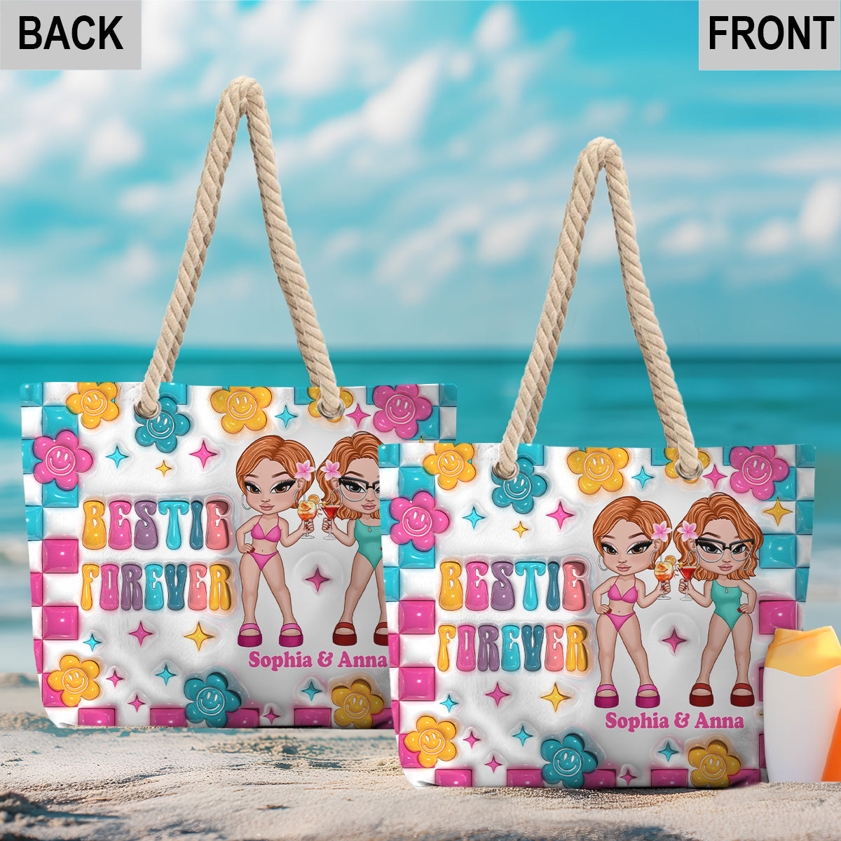 Bestie Forever - Personalized Bestie Beach Bag